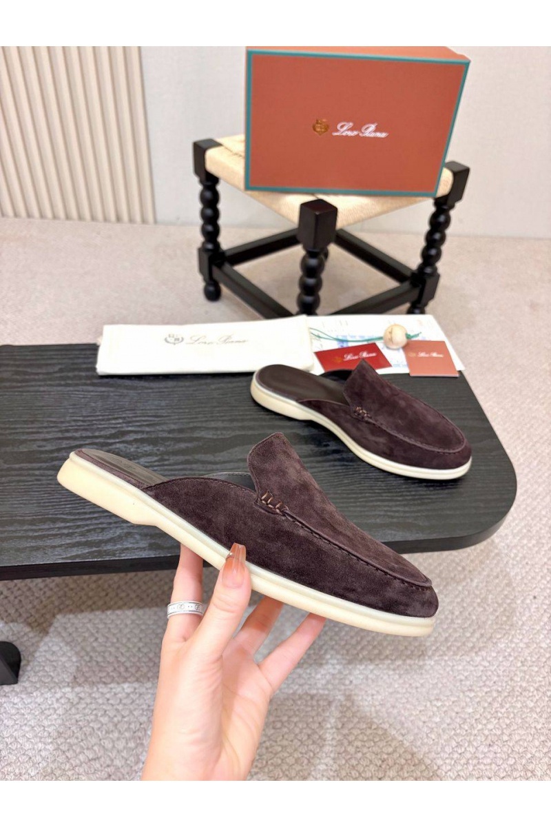 Loro Piana Мужские замшевые шлёпанцы Loro Piana