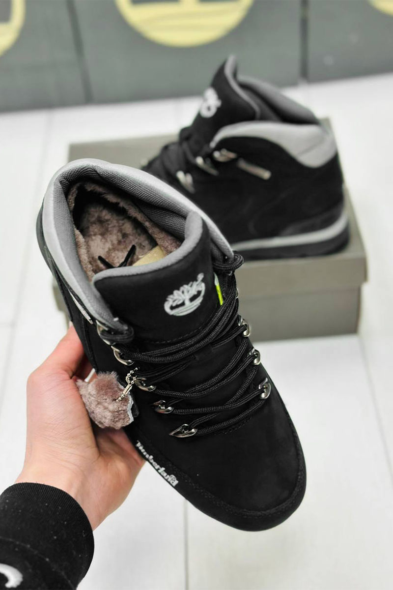 Timbеrlаnd Мужские ботинки с мехом Euro Rock Hiker - Black / Grey