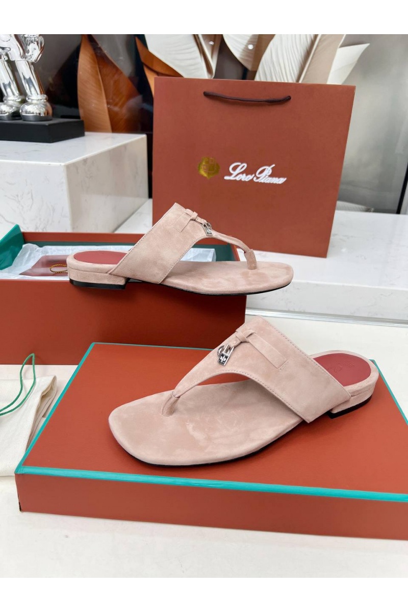 Loro Piana Женские замшевые шлёпанцы Premium - Pink