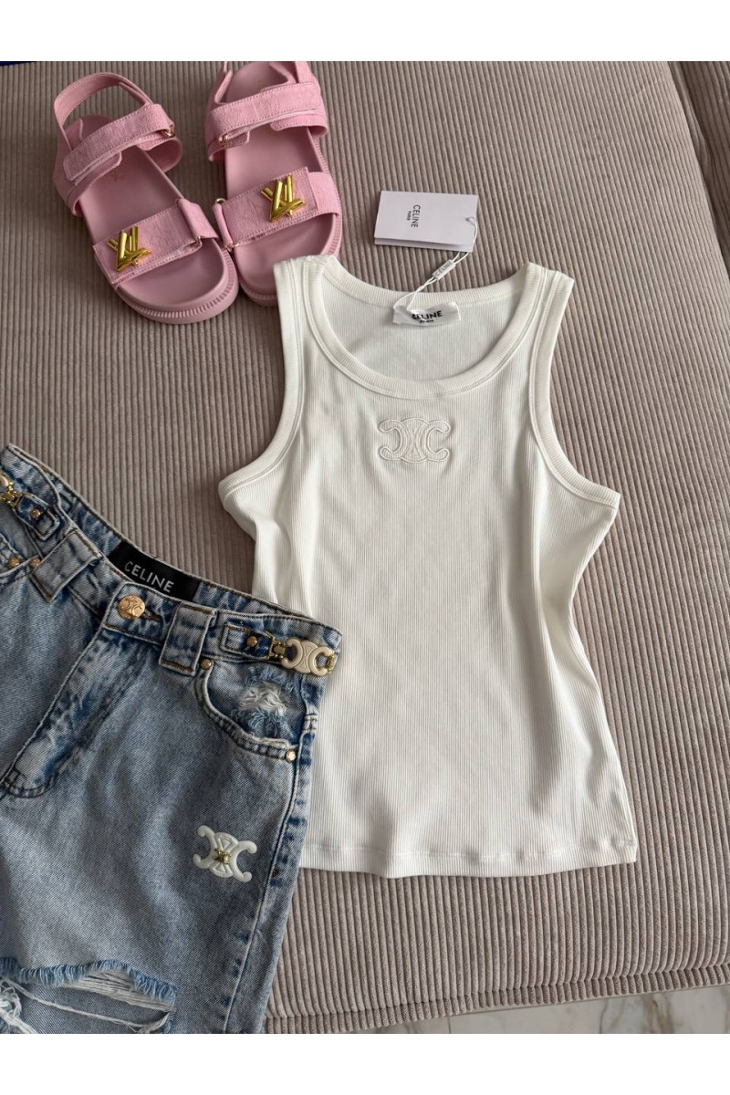 Celine Белая женская майка premium