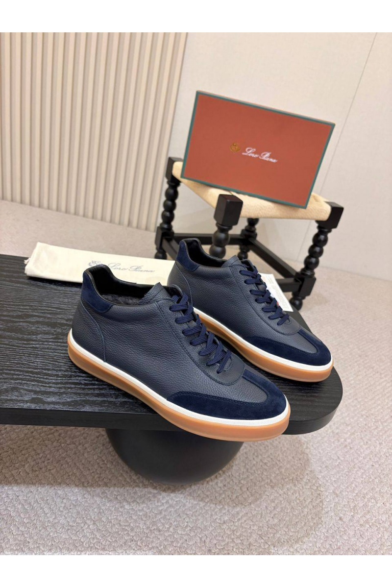 Loro Piana Кожаные кроссовки с мехом high-top