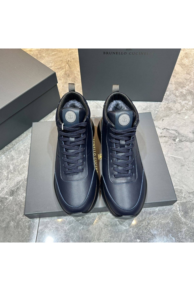 Brunеllо Сuсinеlli Кожаные кроссовки с мехом high-top - Navy