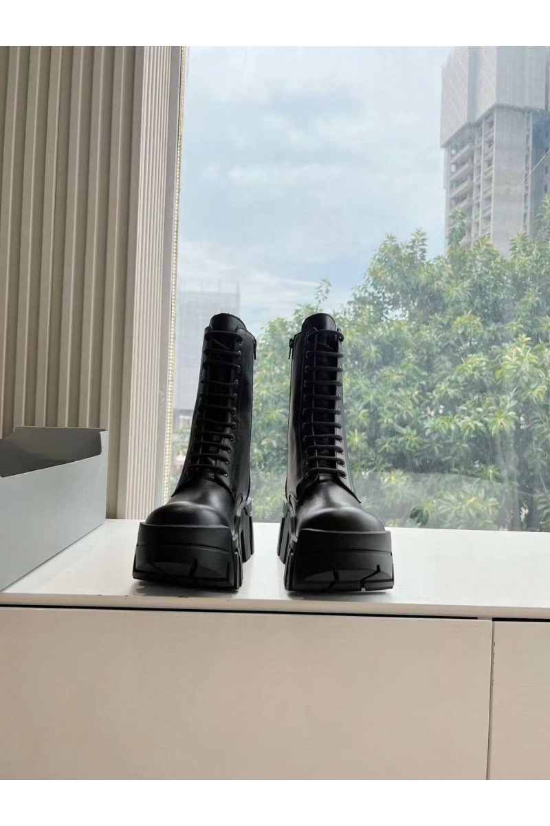 Balenciaga Женские чёрные кожаные ботинки Premium