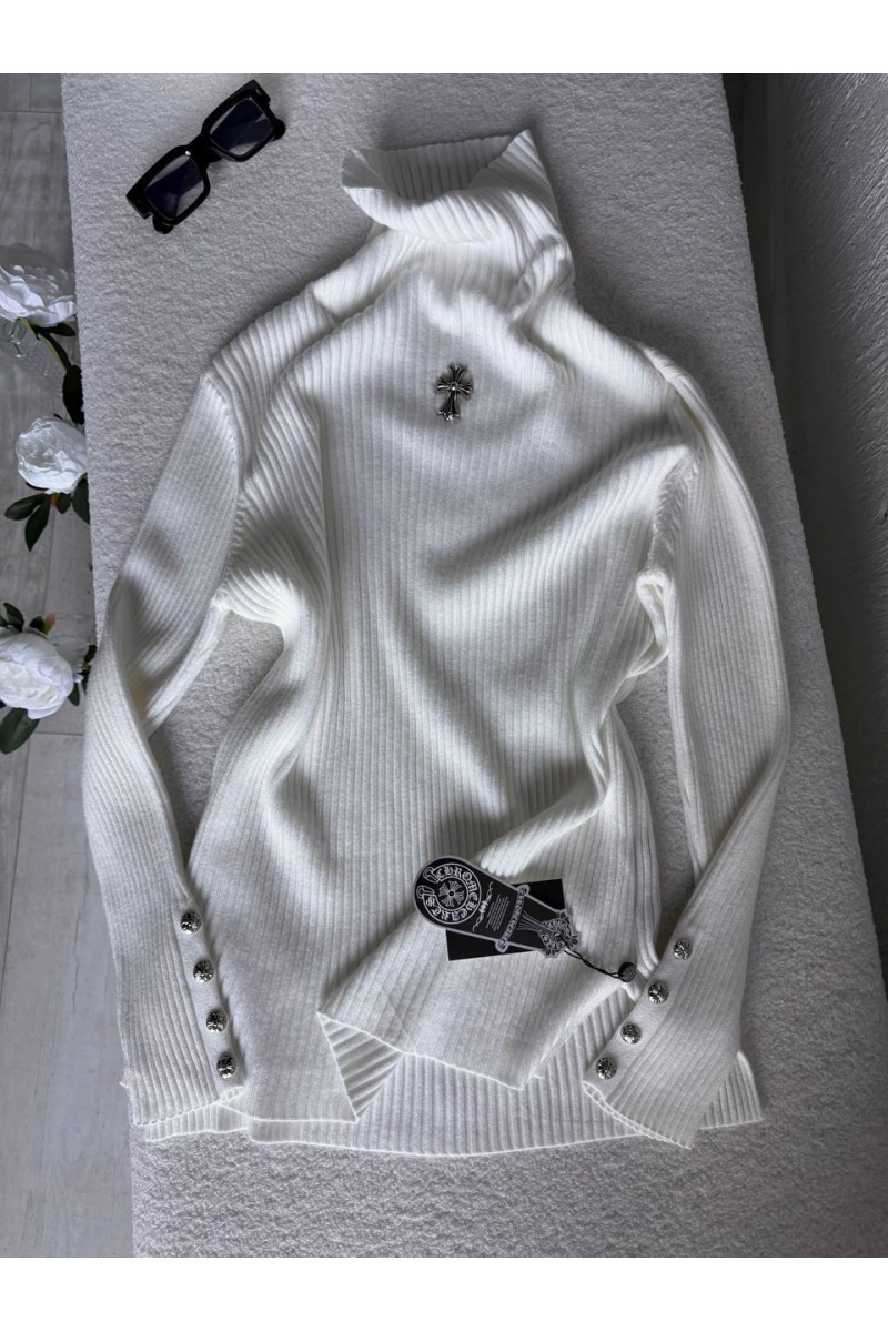 Chrome Hearts Белая женская водолазка premium