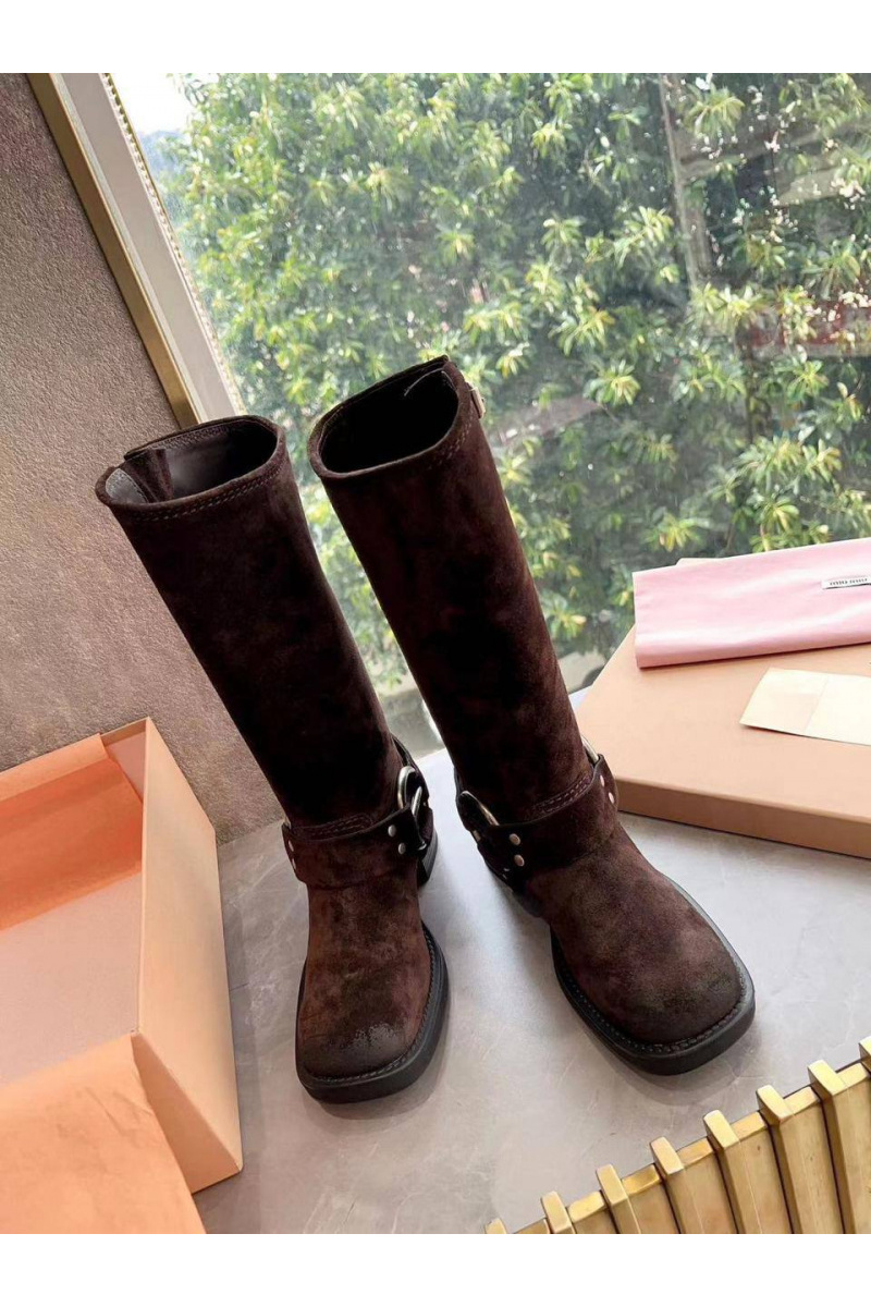 MIU MIU Женские замшевые сапоги Ankle Premium