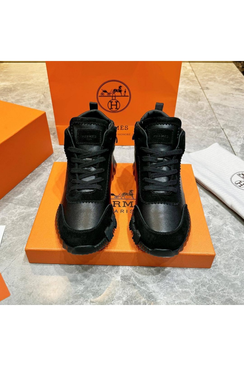 Hermes Кроссовки с мехом Bouncing high-top - Black