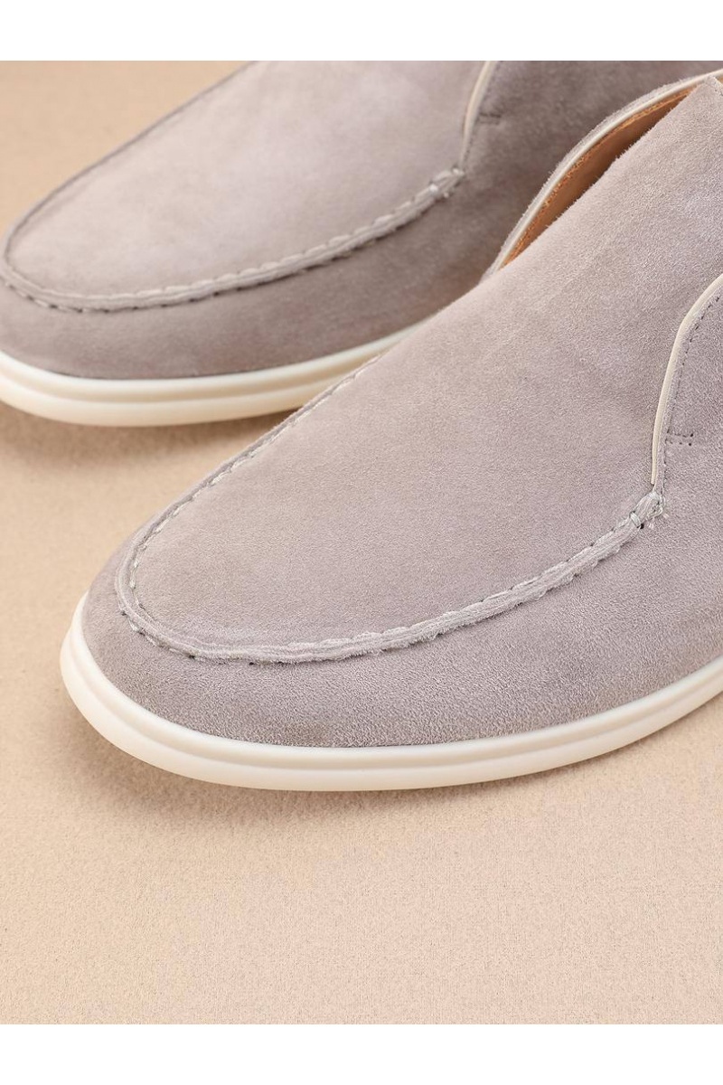 Loro Piana Замшевые лоферы с меховой стелькой Open Walk - Grey