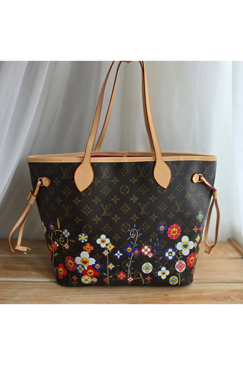 Lоuis Vuittоn Кожаная сумка Takashi Murakami Neverfull MM 33x29 см