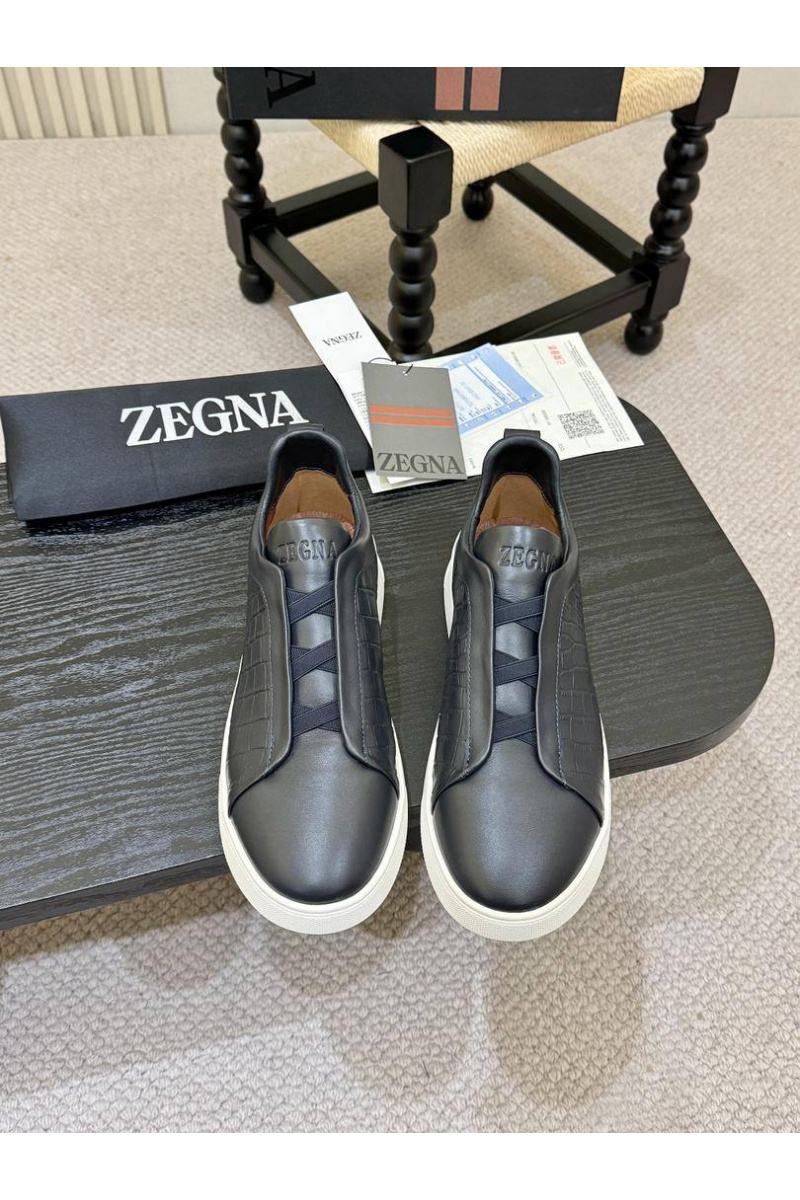 Zegna Мужские кроссовки Triple Stitch Alligator - Grey