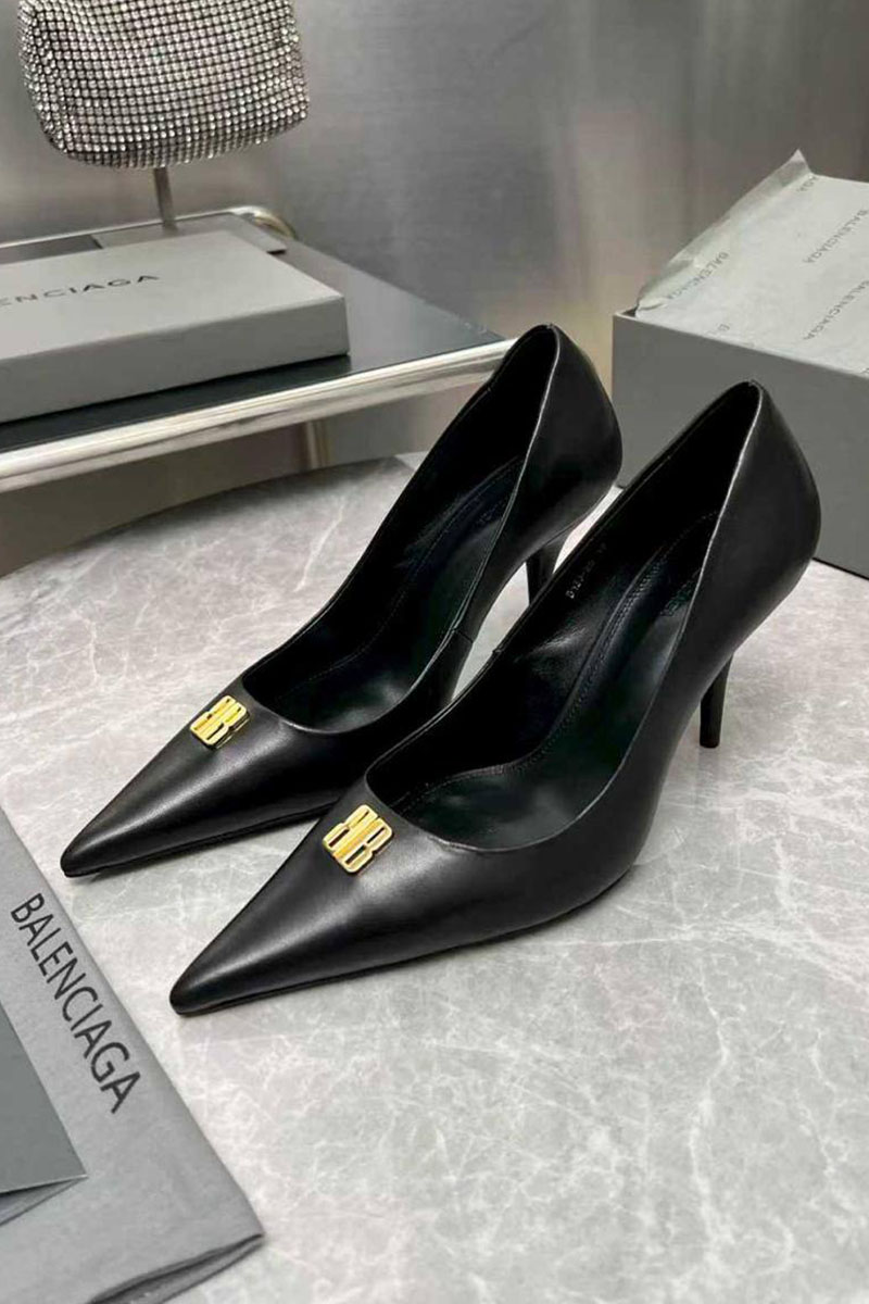 Balenciaga Женские кожаные туфли на каблуке premium