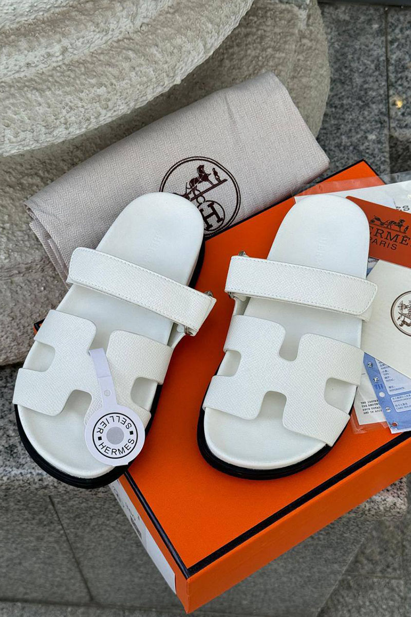 Hermes Женские кожаные сандалии Chypre - White