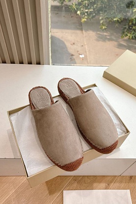 Женские замшевые шлёпанцы  Premium - Grey
