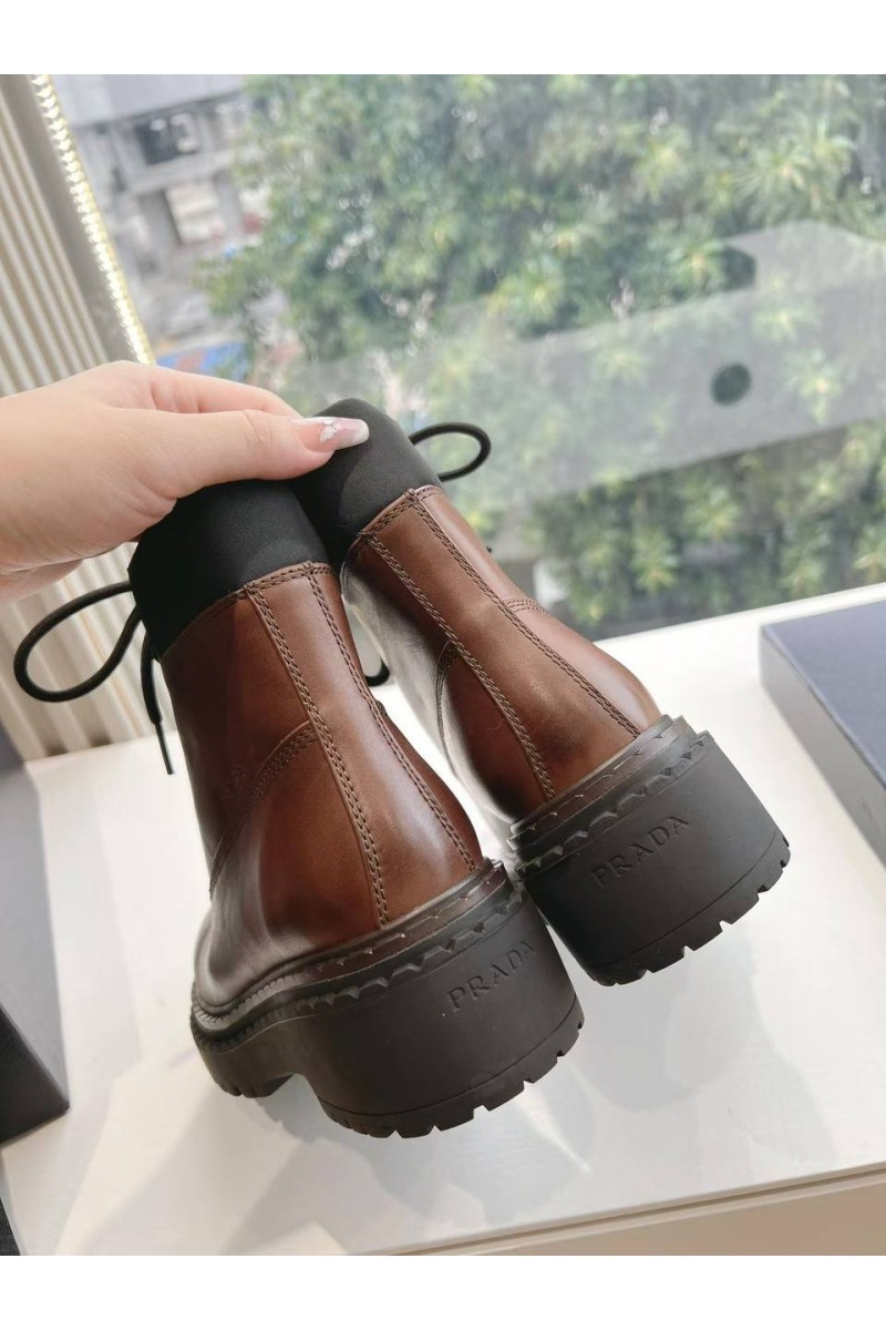 Prada Женские коричневые ботинки Premium