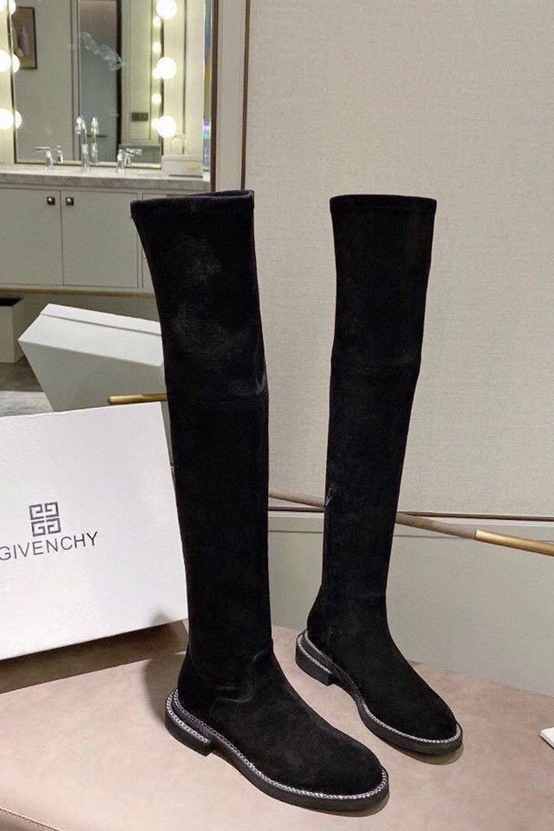 Givenchy Женские замшевые ботфорты чёрного цвета