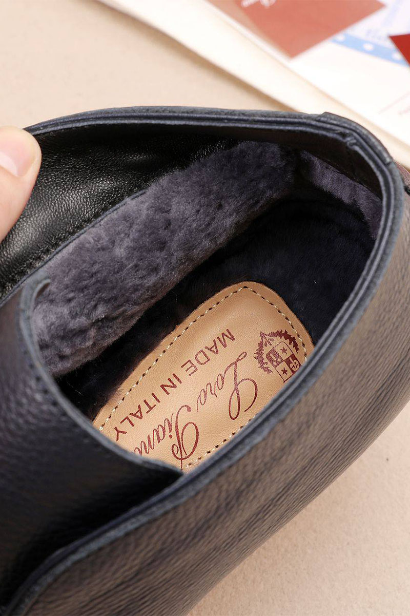Loro Piana Кожаные лоферы с мехом Open Walk - Navy
