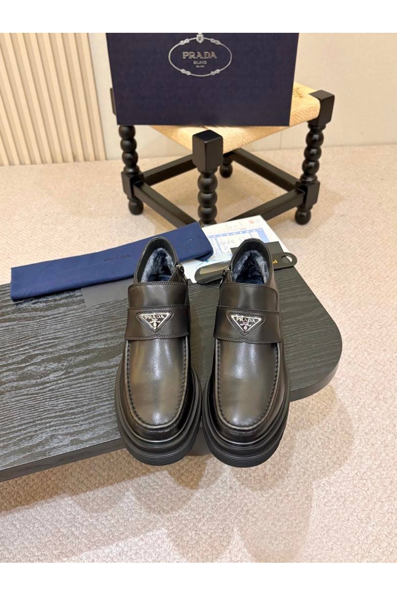 Prada Кожаные ботинки с мехом premium