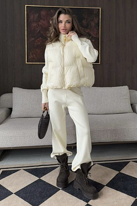 Женский костюм тройка на флисе premium - White