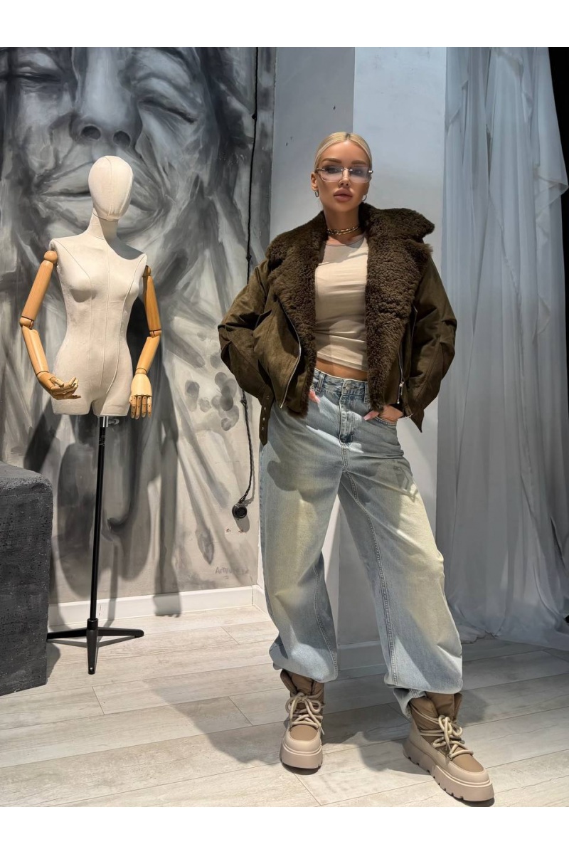 Max Mara Женский бомбер Max Mara с натуральным мехом premium