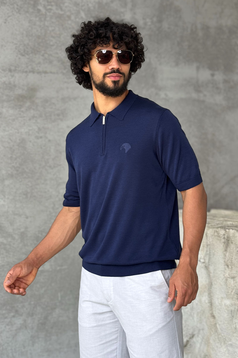 Stеfаnо Riссi Мужское поло Eagle zip-neck - Navy
