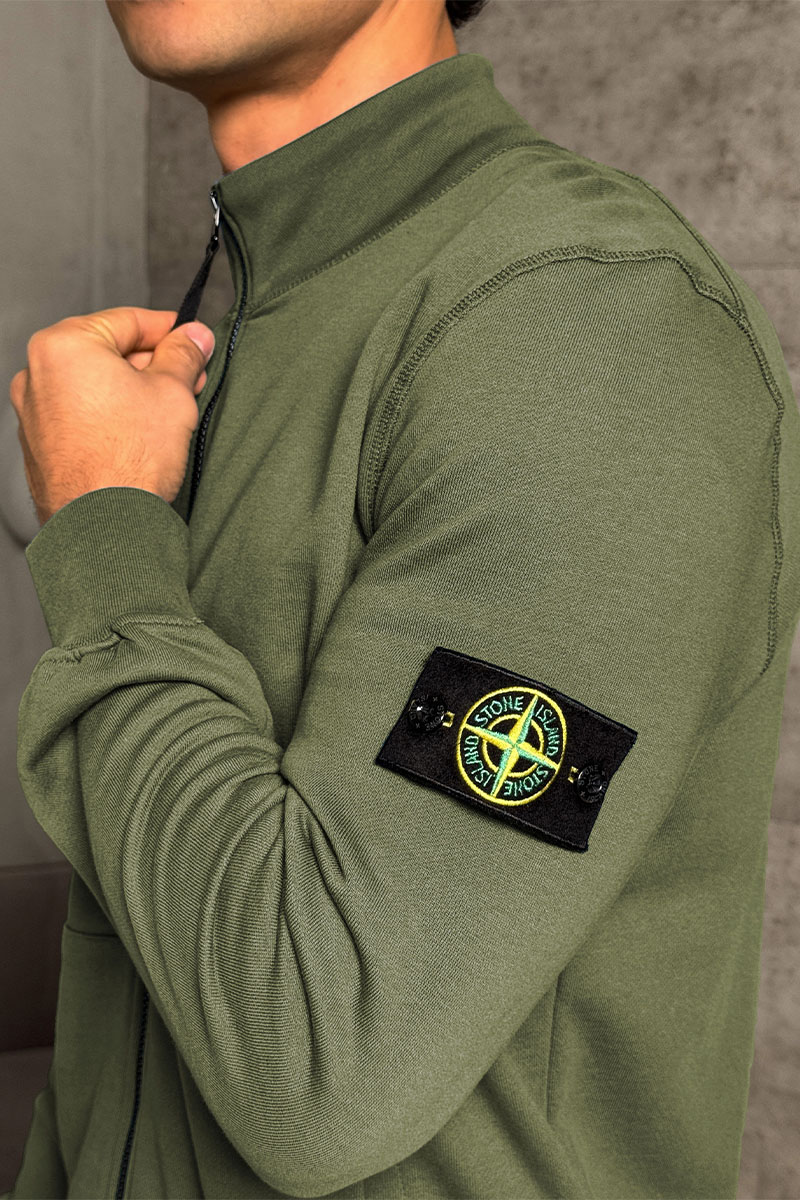 Stone Island Кофта зелёного цвета Zip-Up Compass-patch