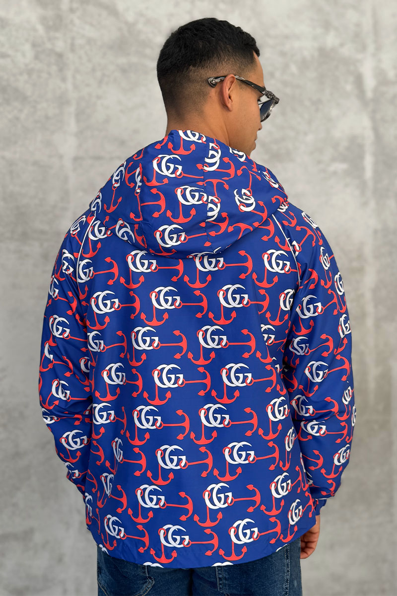 Gucci Мужская синяя ветровка Double G Anchor