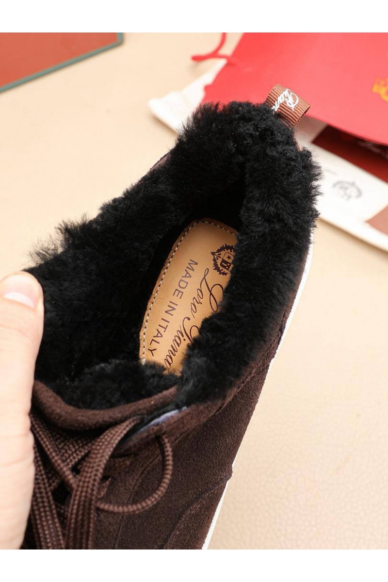 Loro Piana Кроссовки с мехом Newport Walk - Brown