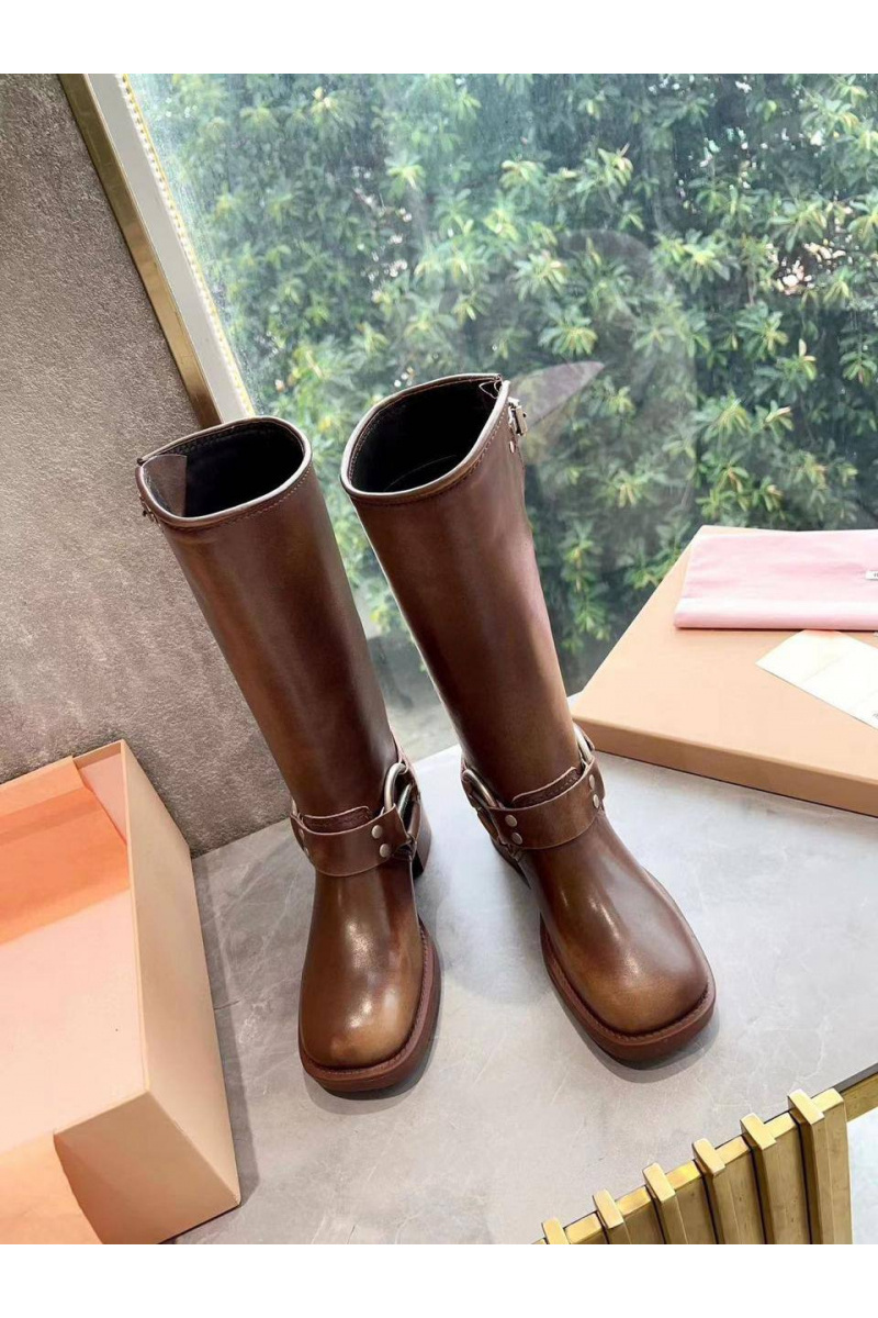 MIU MIU Женские кожаные сапоги Ankle Premium