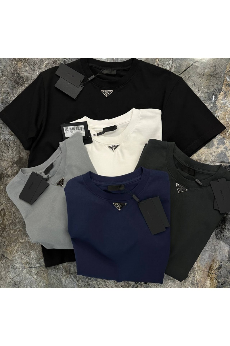 Prada Мужская футболка logo-plaque - Black 