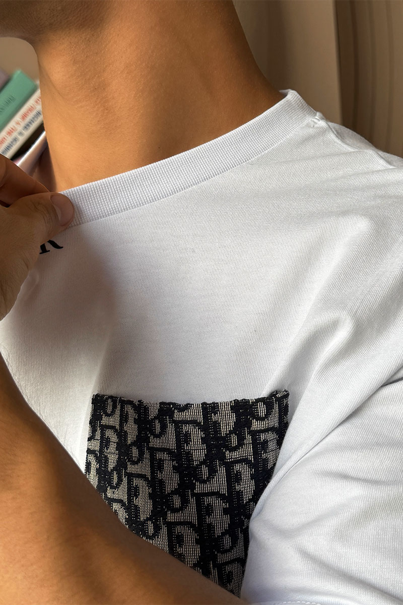 Dior Белая оверсайз футболка pocket logo