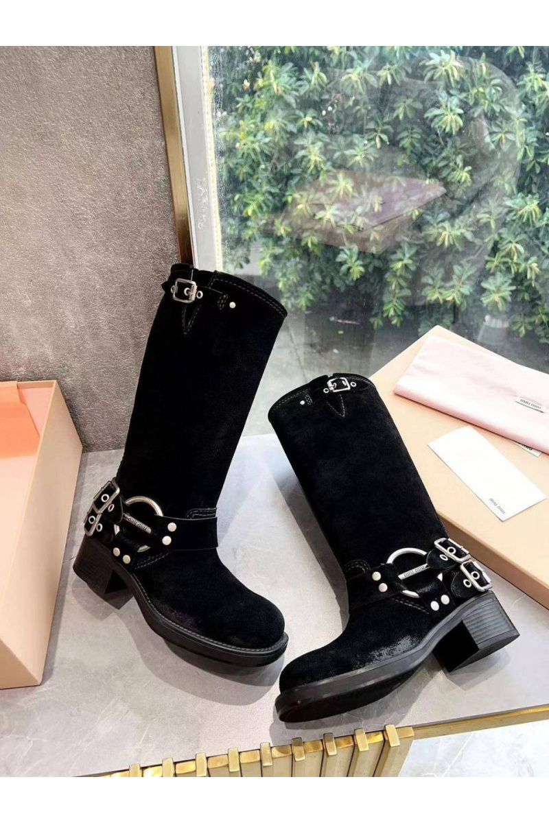 MIU MIU Женские замшевые сапоги Ankle Premium