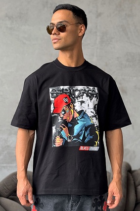 Чёрная оверсайз футболка