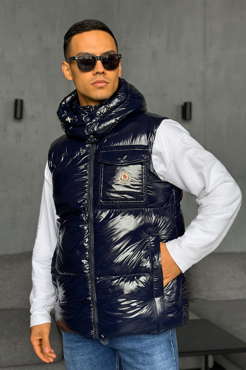 Moncler Мужской синий жилет logo-patch 