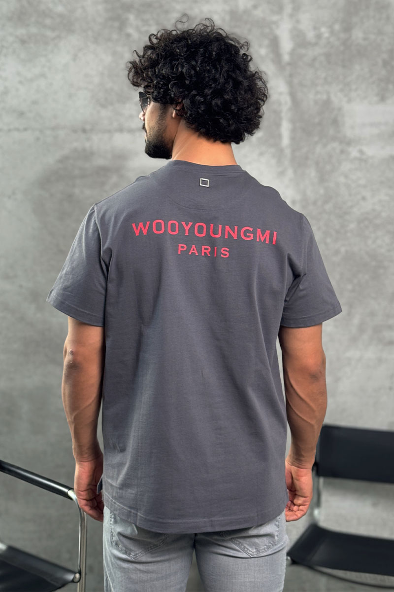 Designer Clothing Серая оверсайз футболка Wooyoungmi logo patch