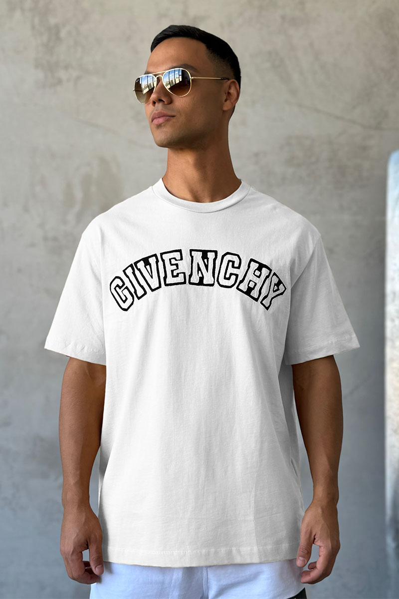 Givenchy Белая оверсайз футболка college logo-embroidered
