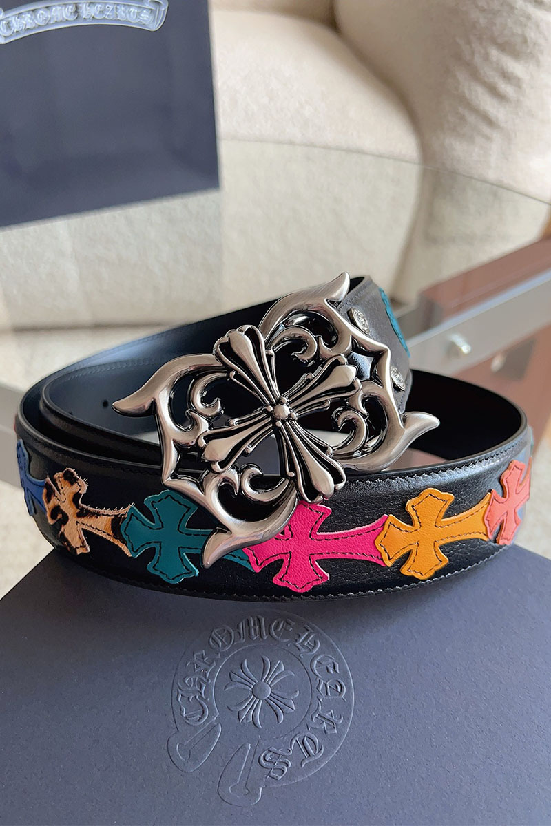 Chrome Hearts Кожаный ремень Cross Patch Cemetery premium