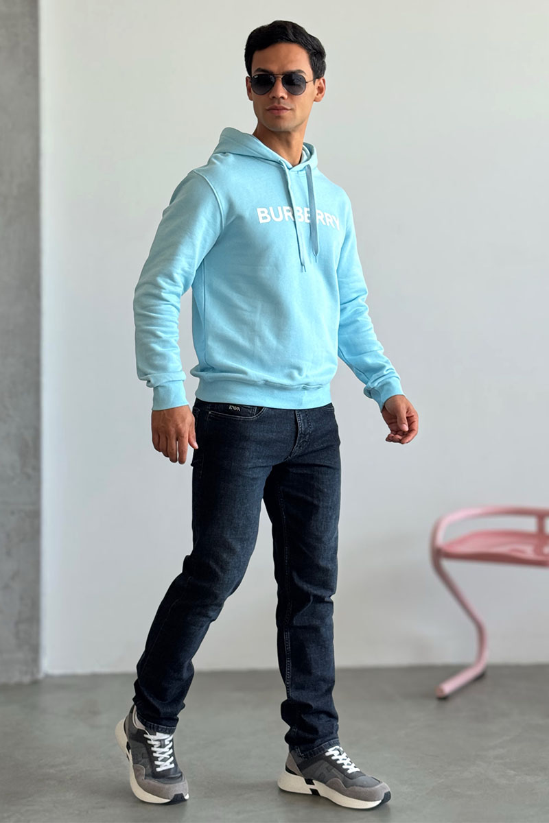 Burberry Мужское голубое худи logo-print