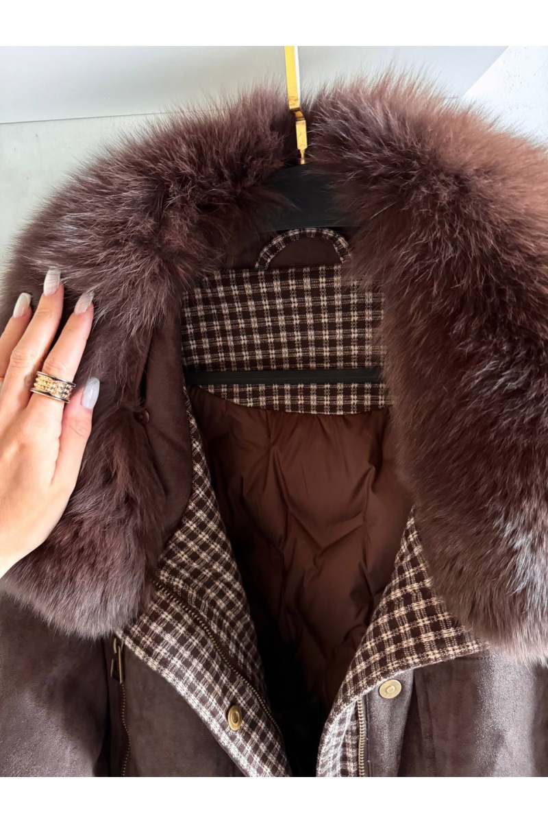 Designer Clothing Женская замшевая парка с натуральным мехом Bogerner premium