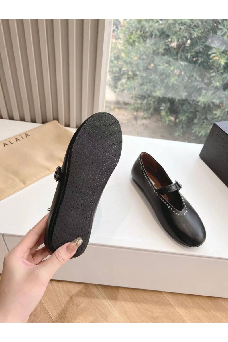 Designer Clothing Женские кожаные балетки Alaia Strass Suede premium