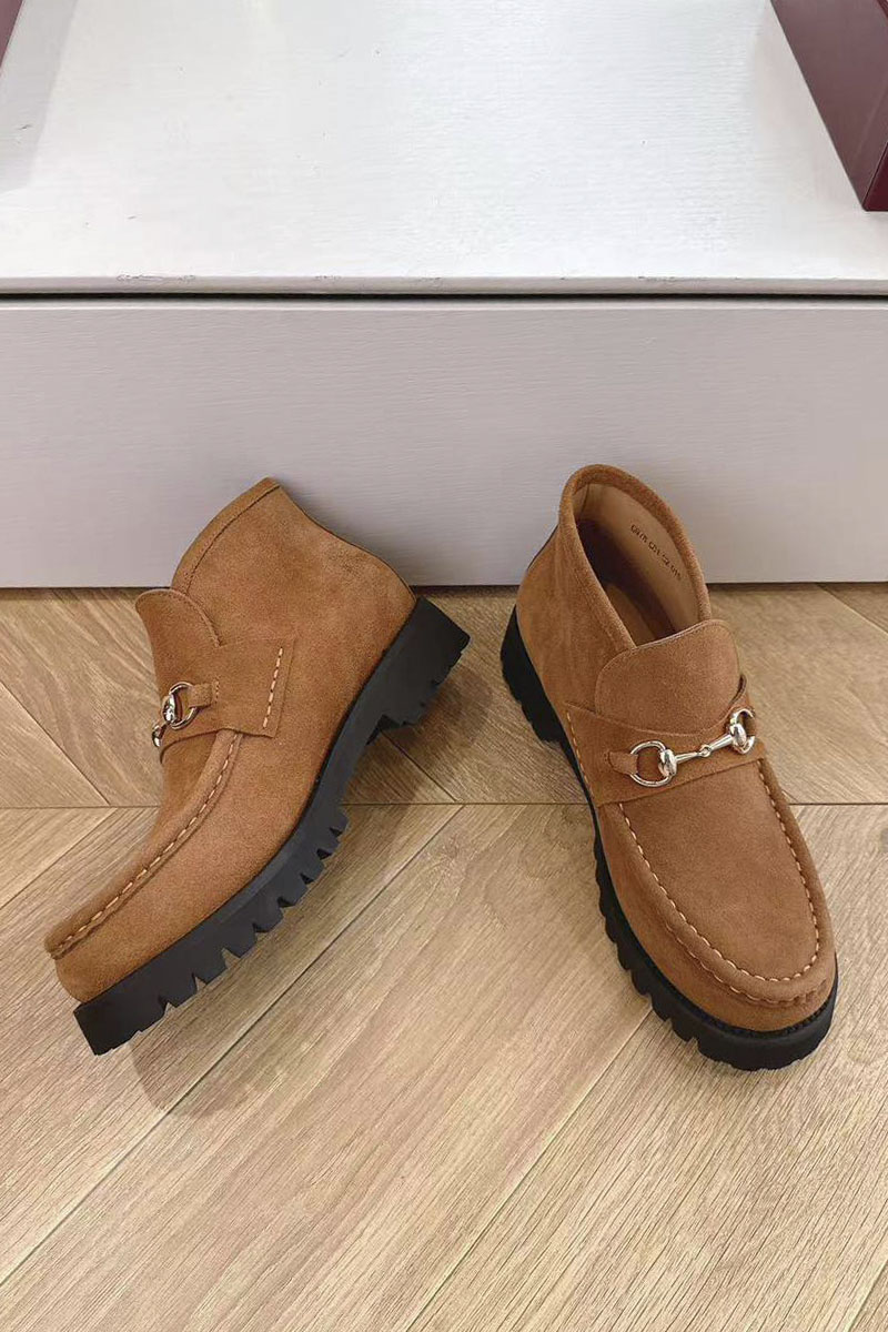 Gucci Женские замшевые лоферы premium - Chestnut