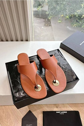 Женские кожаные шлёпанцы Premium - Brown