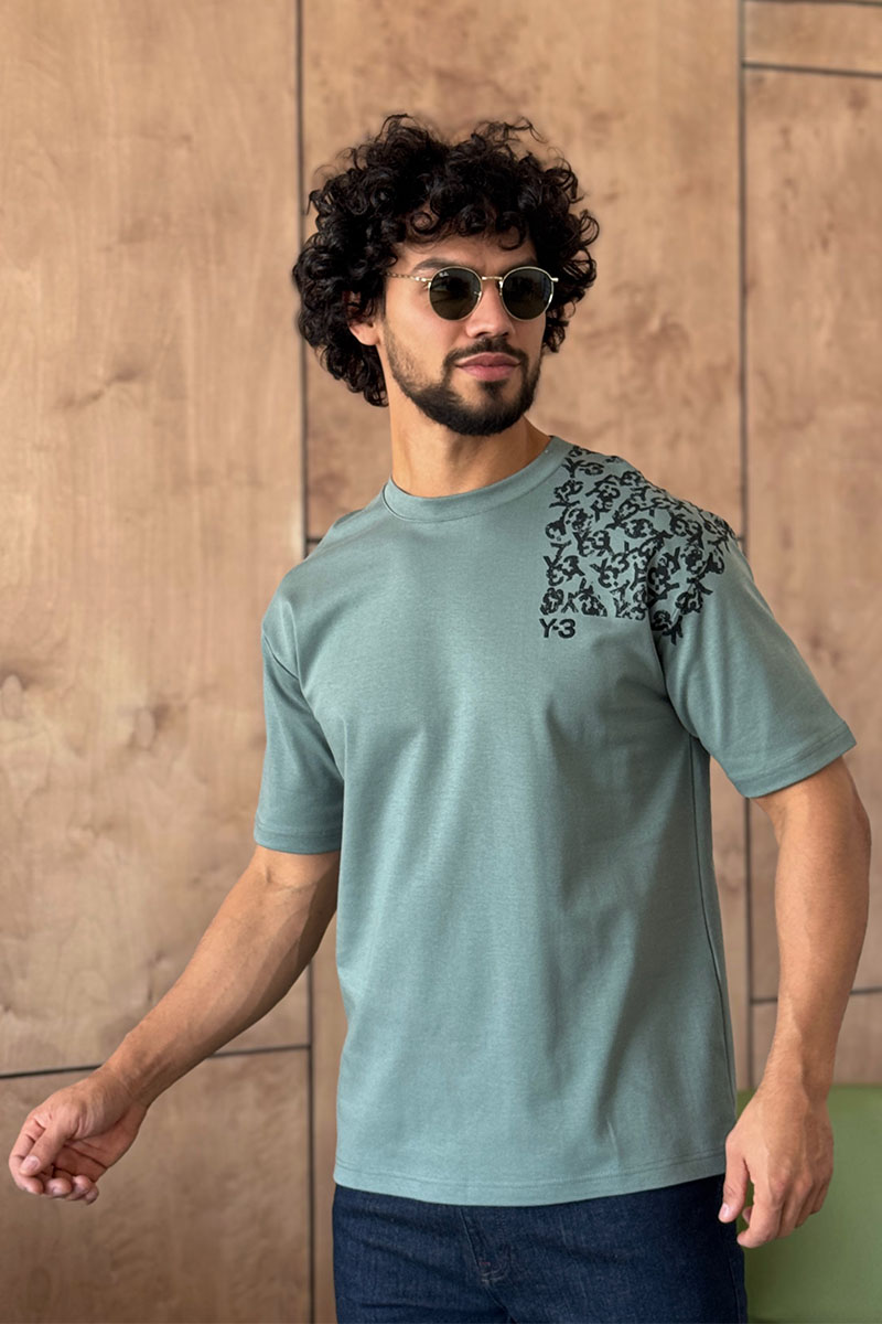 Y-3 Yohji Yamamoto Мужская зелёная футболка 