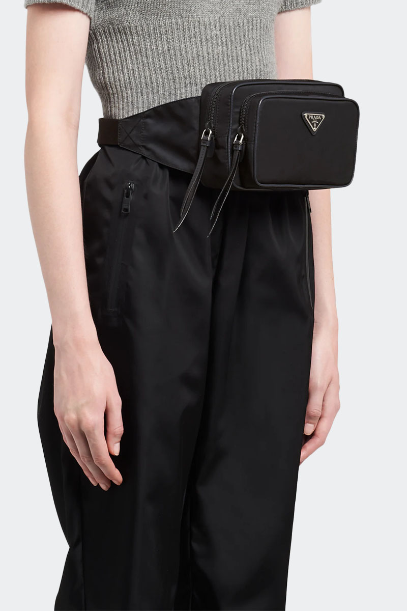 Prada Чёрная сумка на пояс 23x19x9 см