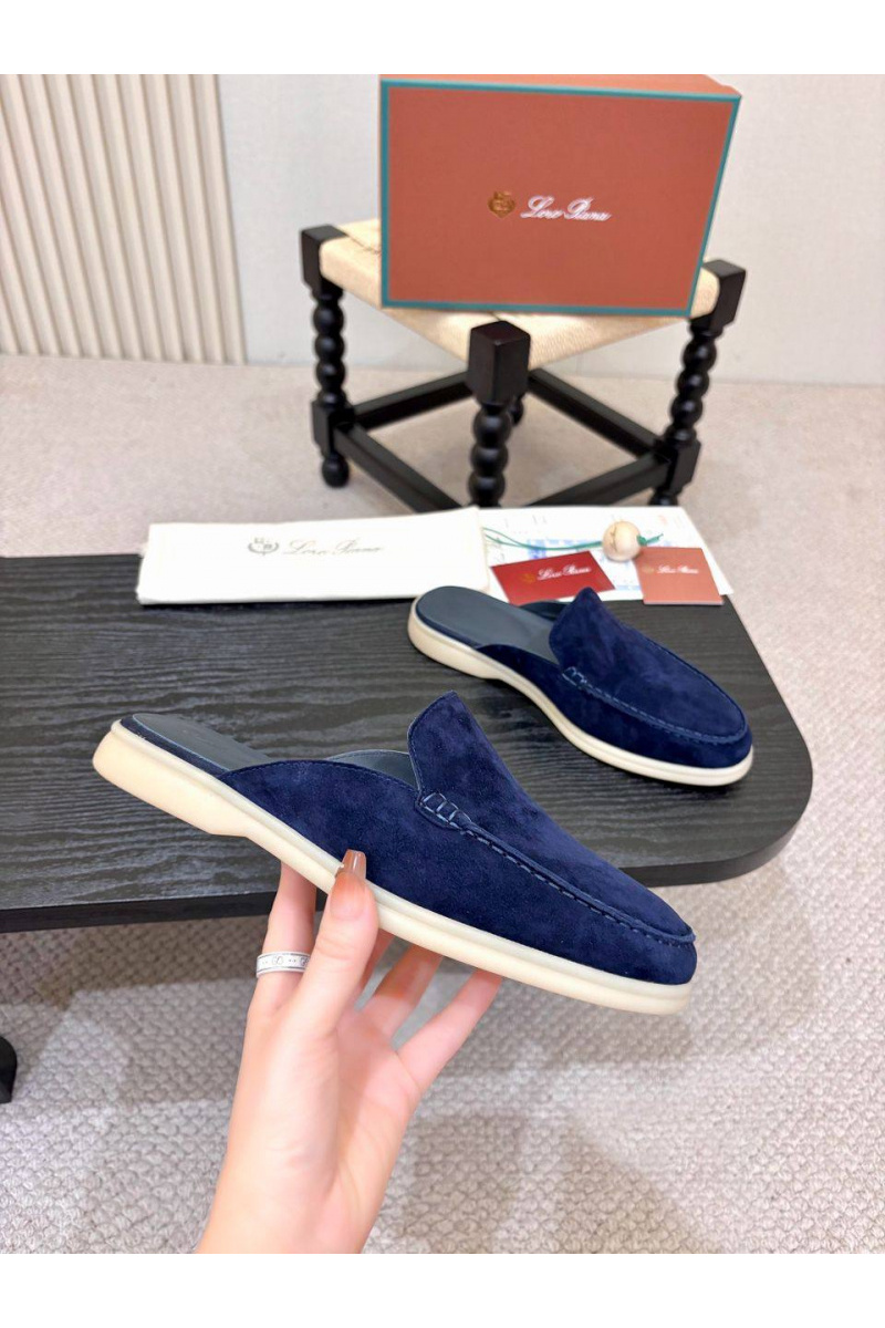 Loro Piana Мужские замшевые шлёпанцы Loro Piana