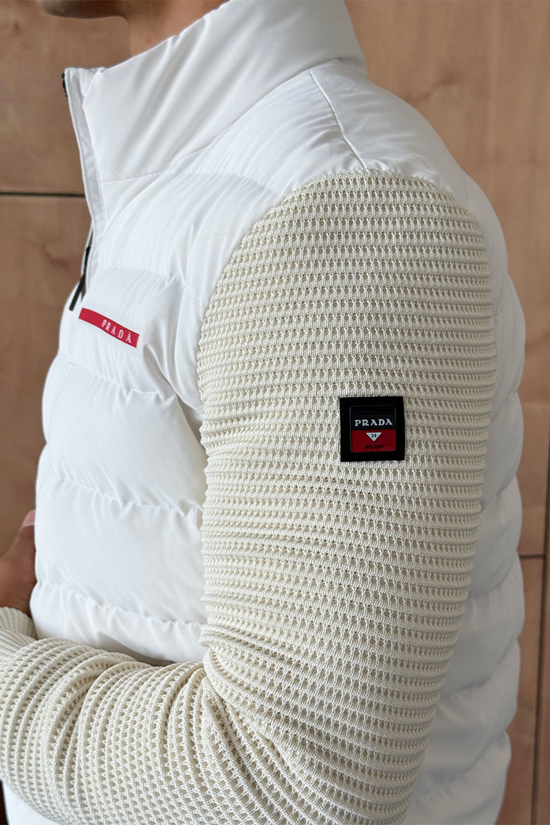Prada Куртка с вязаными рукавами Linea Rossa - White