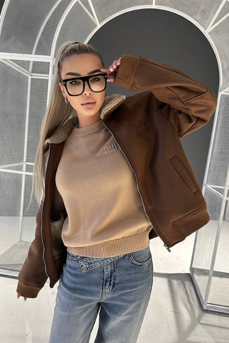 MIU MIU Женская кожаная дубленка 