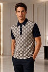 Мужское поло GG monogram all-over - Navy / Beige