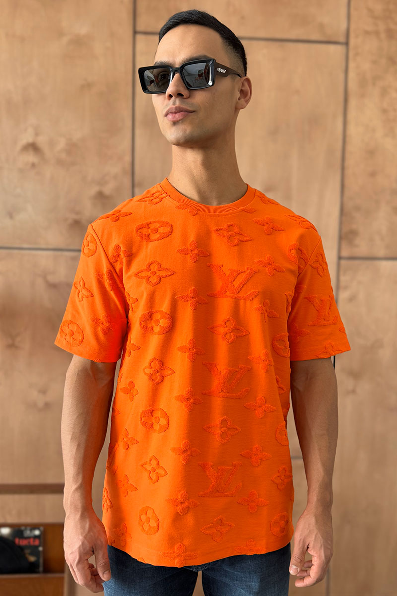 Lоuis Vuittоn Оранжевая оверсайз футболка Monogram All-over