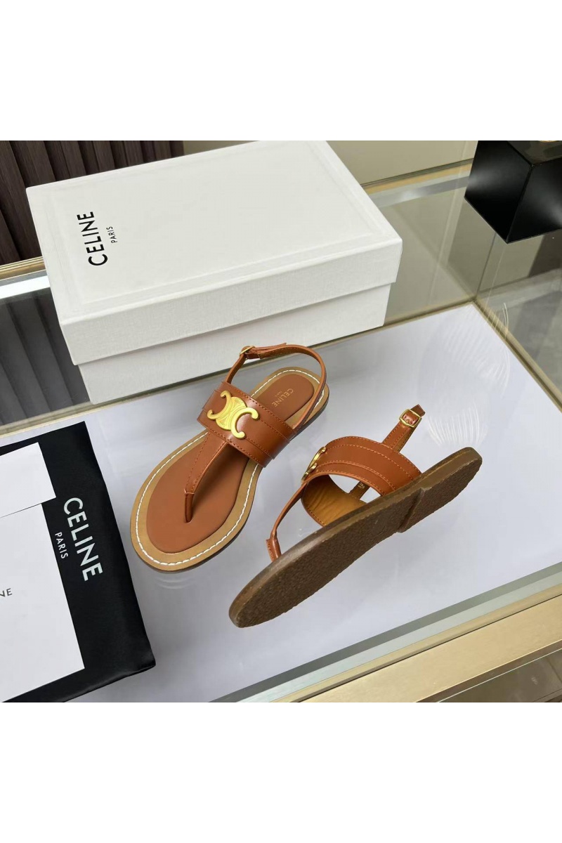 Celine Женские кожаные сандалии Premium - Brown