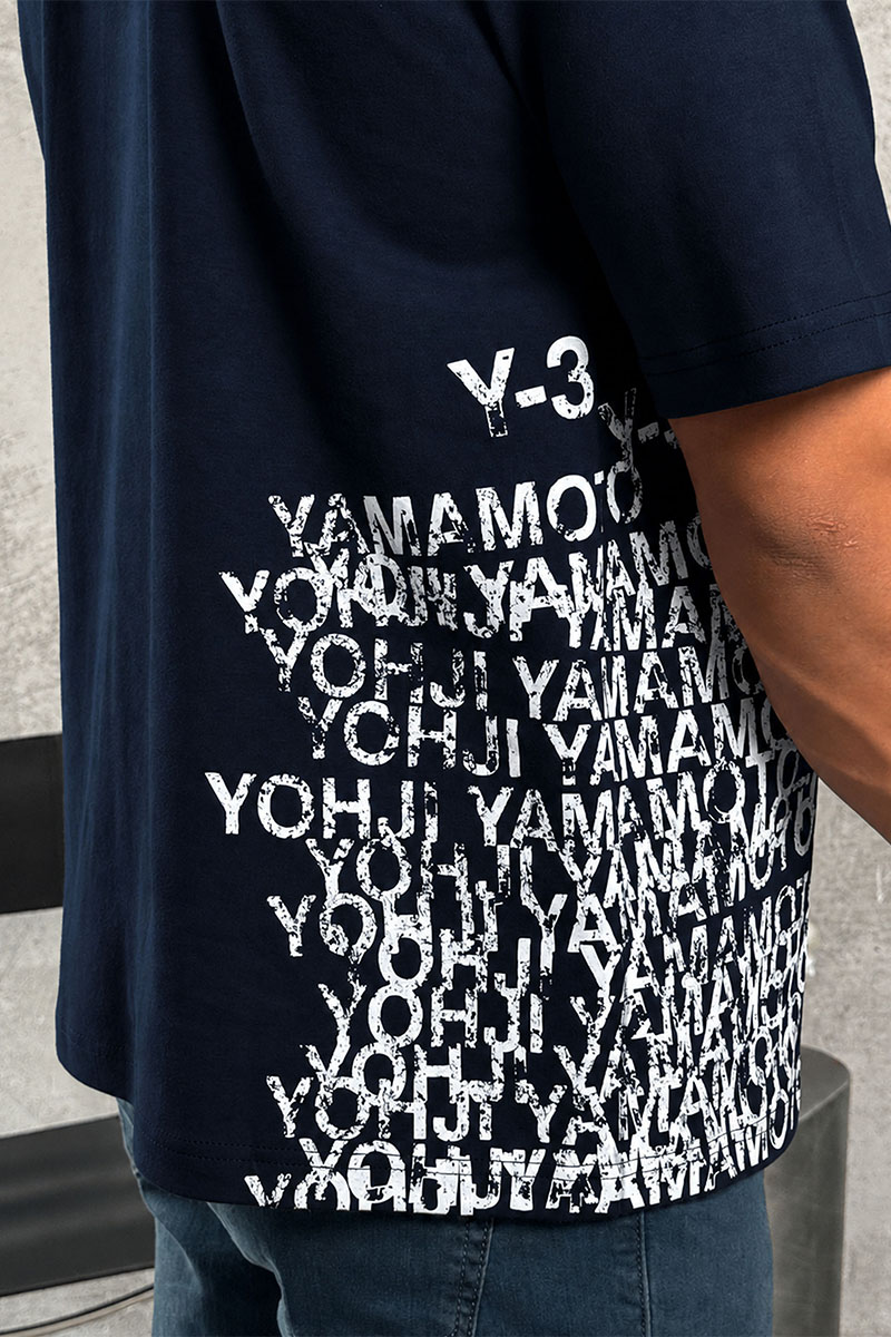 Y-3 Yohji Yamamoto Мужская тёмно-синяя футболка