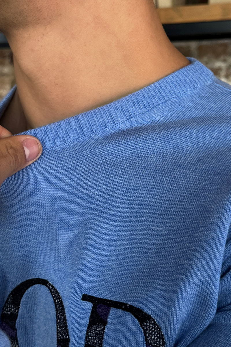 Dior Мужская синяя кофта logo-embroidered
